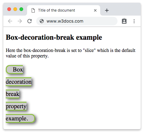 CSS-свойство box-decoration-break со значением slice и тенью