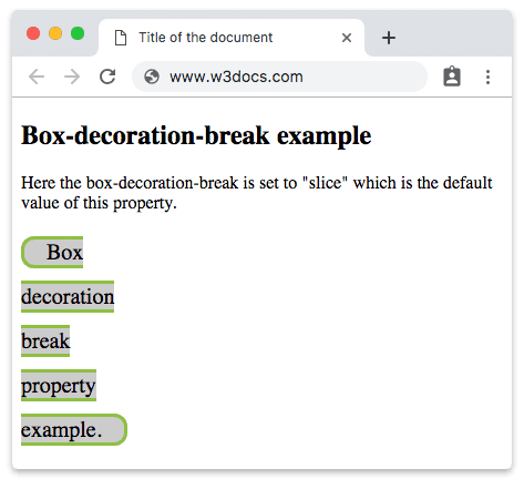 CSS-свойство box-decoration-break со значением slice