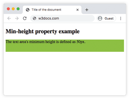 Пример вывода свойства CSS min-height