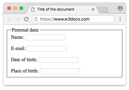 пример использования тега legend