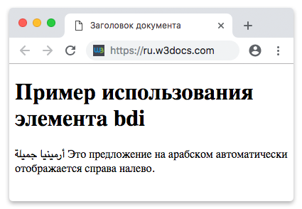 Пример использования элемента bdi