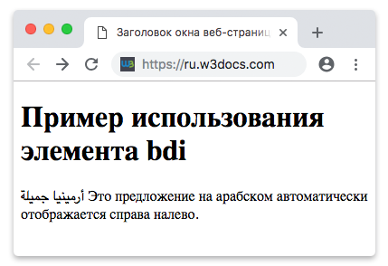 Пример использования элемента bdi