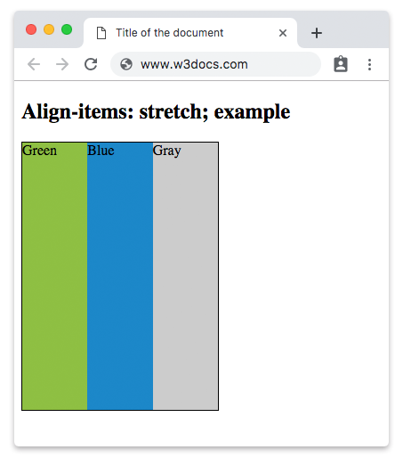 Свойство CSS align-items со значением stretch