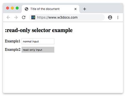Пример селектора :read-only
