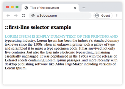 Свойство CSS ::first-line