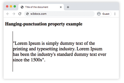 Свойство CSS hanging-punctuation