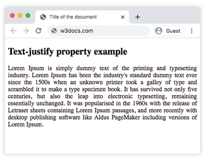 Значение inter-word свойства CSS text-justify